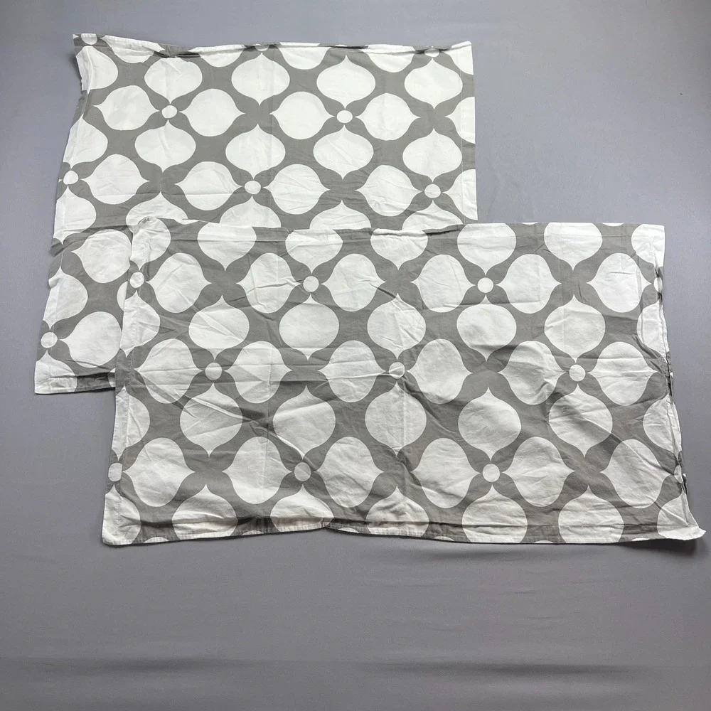 Set Of 2 Jonathan Adler Pillow Shams Gray White Geometric Print (king & Euro)